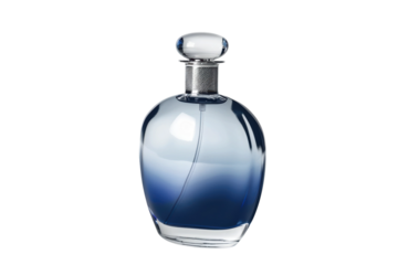 Elegant perfume bottle with blue gradient, fragrance and beauty product