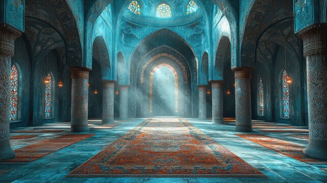 Mystical Teal Mosque:  A Serene Architectural Wonder