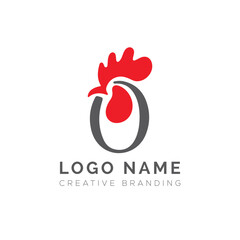 Letter O Chicken logo design