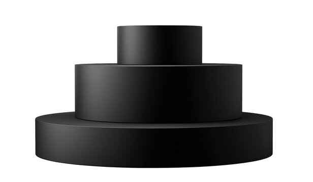 Three-tiered black cake-shaped object