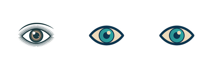 Naklejka premium Three stylized eyes on dark blue background isolated on a transparent background