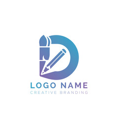Letter D art and pen logo