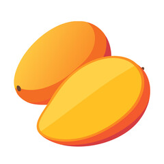 Two ripe mango fruits minimal style front view