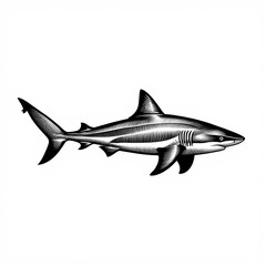 Fototapeta premium Majestic Shark Illustration Drawing Ocean Predator Marine Life Sea Creature