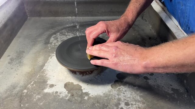Simbircite processing. Simbircite polishing. Semi-precious mineral, calcite class. Natural material for jewelry.