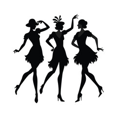 Fototapeta premium Retro Dancing Flapper Group Silhouette 1920s Party Style
