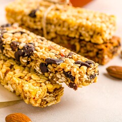 Healthy granola bars on parchment