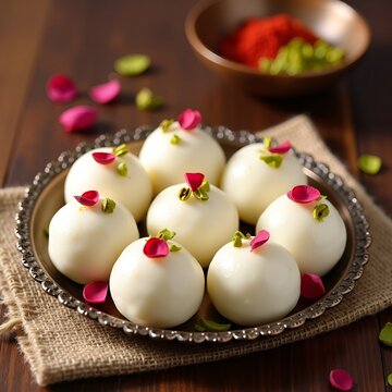 Rasgulla or rosogulla a soft spongy Indian dessert made from khoya
