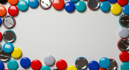Colorful Round Buttons Forming a Frame on White Background