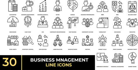 Business management line icons 