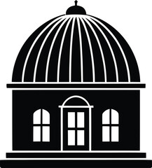 Dome Building Silhouette Vector Illustration for Architecture and Government