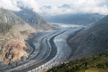 Blick von der Moosfluh auf den Großen Aletschgletscher