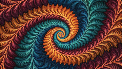 Colorful Fractal Spiral Pattern in Swirling Layers