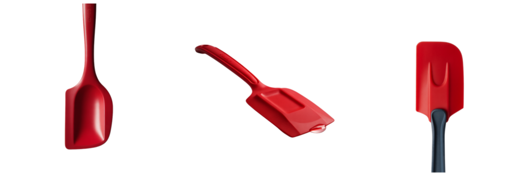 Red Silicone Spatula Kitchen Utensil isolated on a transparent background