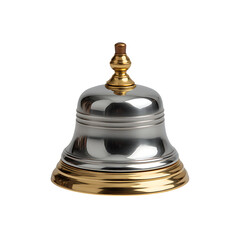 A gleaming silver and gold service bell with a polished finish isolated on transparent background