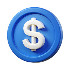 Obraz premium Blue Coin with Dollar Sign for Finance and Currency Illustration
