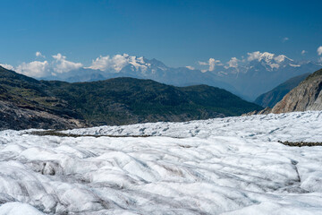 Walliser 4000er &uuml;ber dem Eis des gro&szlig;en Aletschgletscher, Wallis, Schweiz