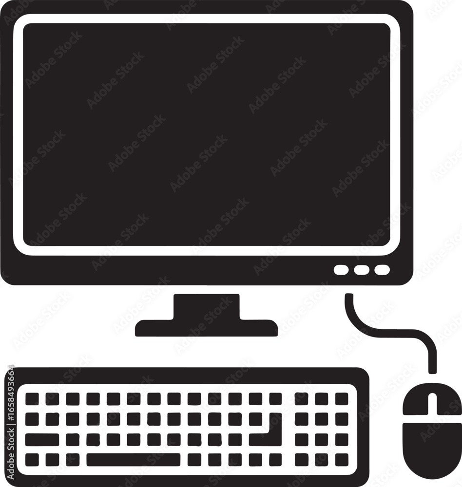 Poster sleek computer setup with monitor, keyboard, and mouse for technology and productivity