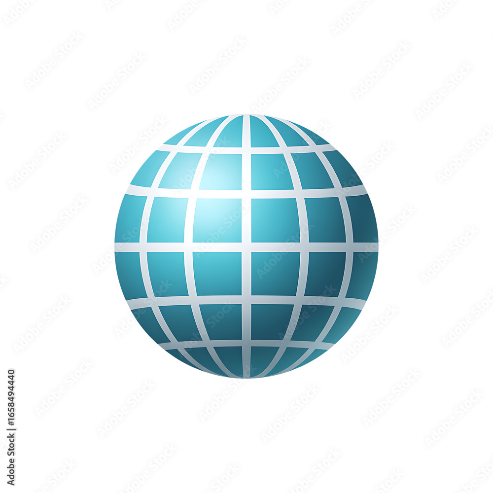 Poster a stylized blue and white grid globe representing global connectivity and the internet isolated on t