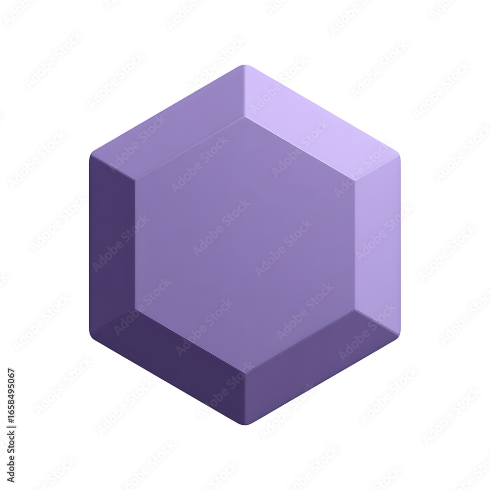Fototapete a single faceted purple gemstone with a hexagonal shape and sharp edges isolated on transparent back