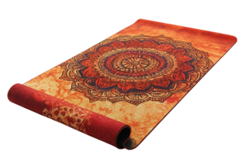 Meditation yoga mat with mandala design isolated on transparent background