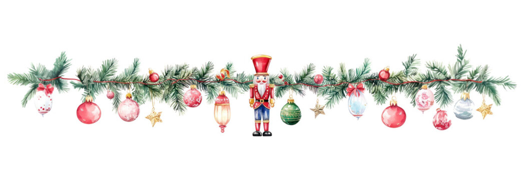 PNG Christmas nutcracker Lights border christmas illustration ornaments.