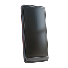 Modern smartphone with a sleek design against a white isolated background, showcasing minimalistic features and a vibrant display.