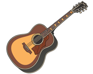 Guitar Illustration Artistic Musical Instrument Drawing