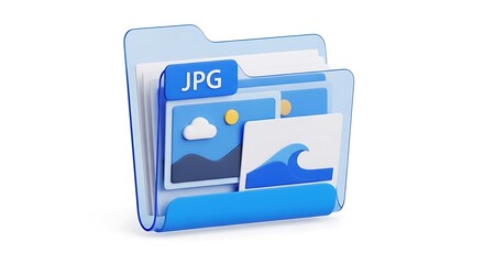 Illustration of a folder containing jpg images isolated on white background