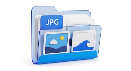 Cartoon folder with jpg files isolated on white background
