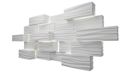 A white decorative wall panel with a modern design isolated on white background