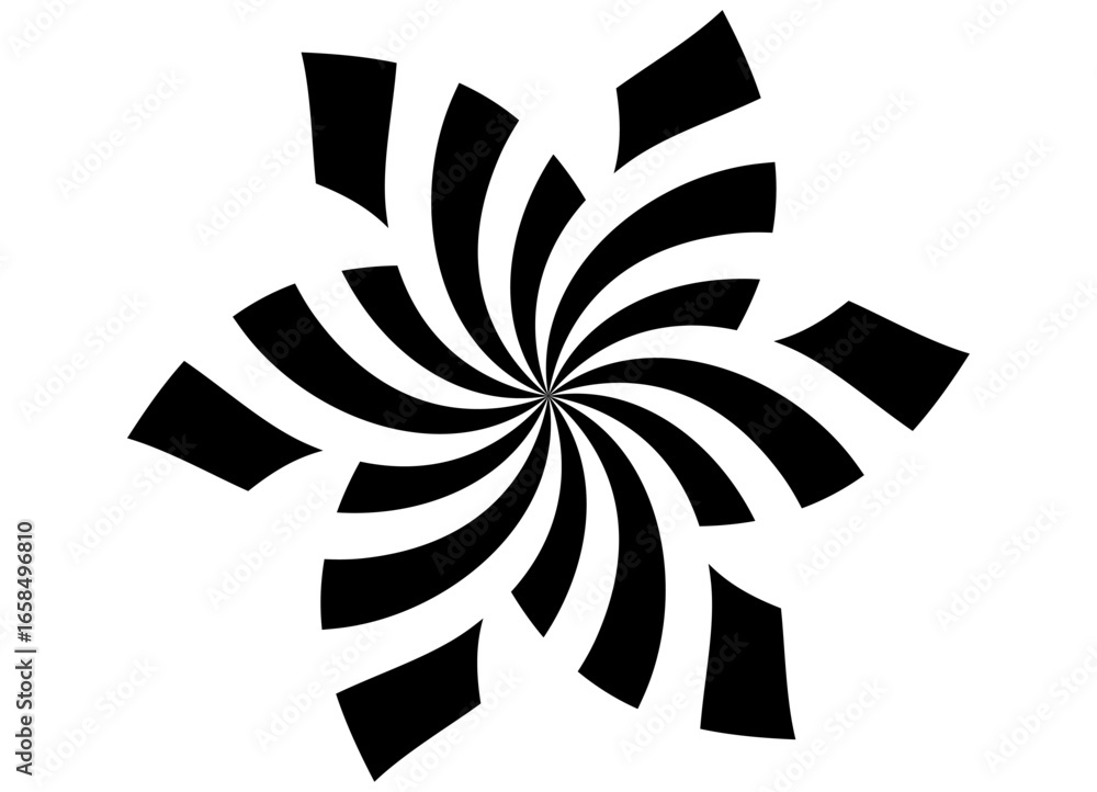 Poster striped six-pointed star. round black swirl pattern on a white background. design element. vector ba
