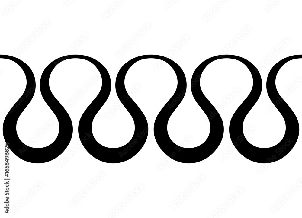 Poster vector seamless border. black and white wavy pattern on white background. vector background with cur