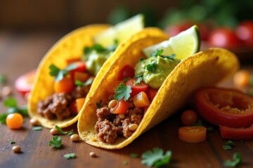 Delicious Ground Beef Tacos With Fresh Toppings
