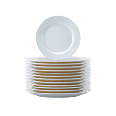 Obraz premium Stack of clean, white plates arranged neatly