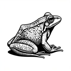 Naklejka premium Detailed Line Art Illustration of a Textured Amphibian in a Naturalistic Pose