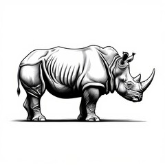 Obraz premium Powerful Rhino with a Majestic Horn Standing Proudly in the Wilderness