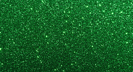 Sparkling emerald green glitter texture creating a festive and glamorous background for celebrations.