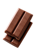Two dark chocolate bar pieces stacked, angled view