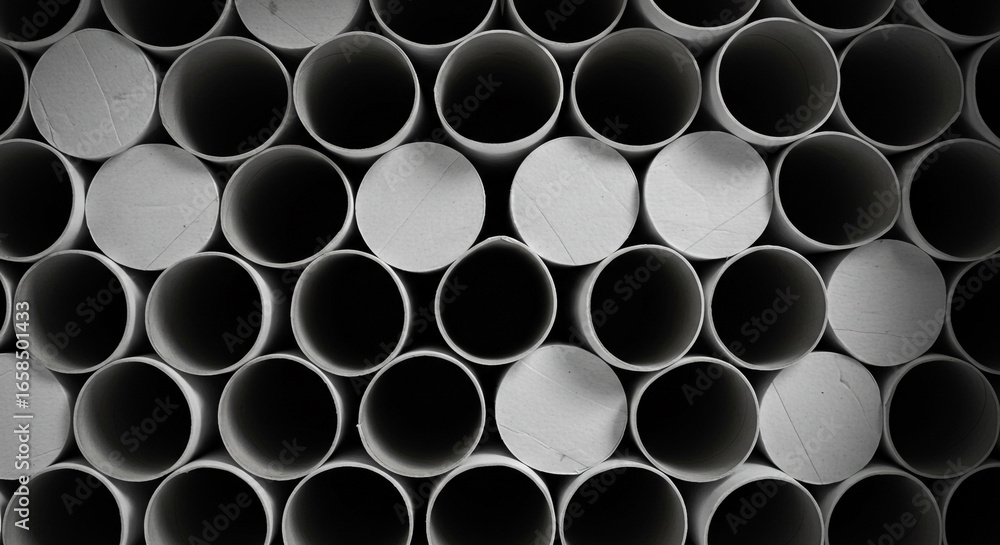 Aufkleber geometric pattern of stacked cardboard tubes creating a textured abstract background with depth and 