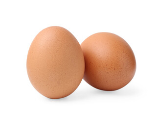 Two raw chicken eggs isolated on white