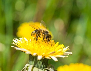 Honeybee on a dandelion