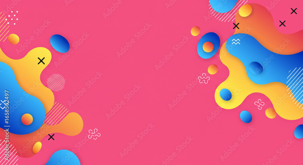 Aufkleber dynamic abstract shapes in vibrant gradient colors create a modern, energetic background for design 