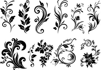 Elegant Floral Swirl Vectors Collection