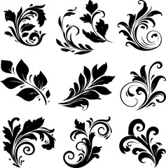 Elegant Floral Swirl Vectors Collection