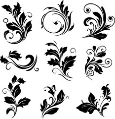 Elegant Floral Swirl Vectors Collection