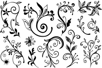 Elegant Floral Swirl Vectors Collection