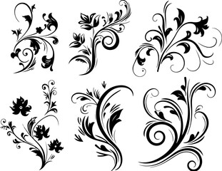 Elegant Floral Swirl Vectors Collection