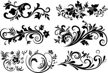 Elegant Floral Swirl Vectors Collection