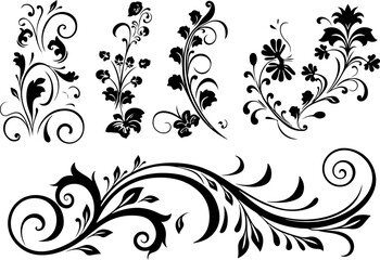 Elegant Floral Swirl Vectors Collection